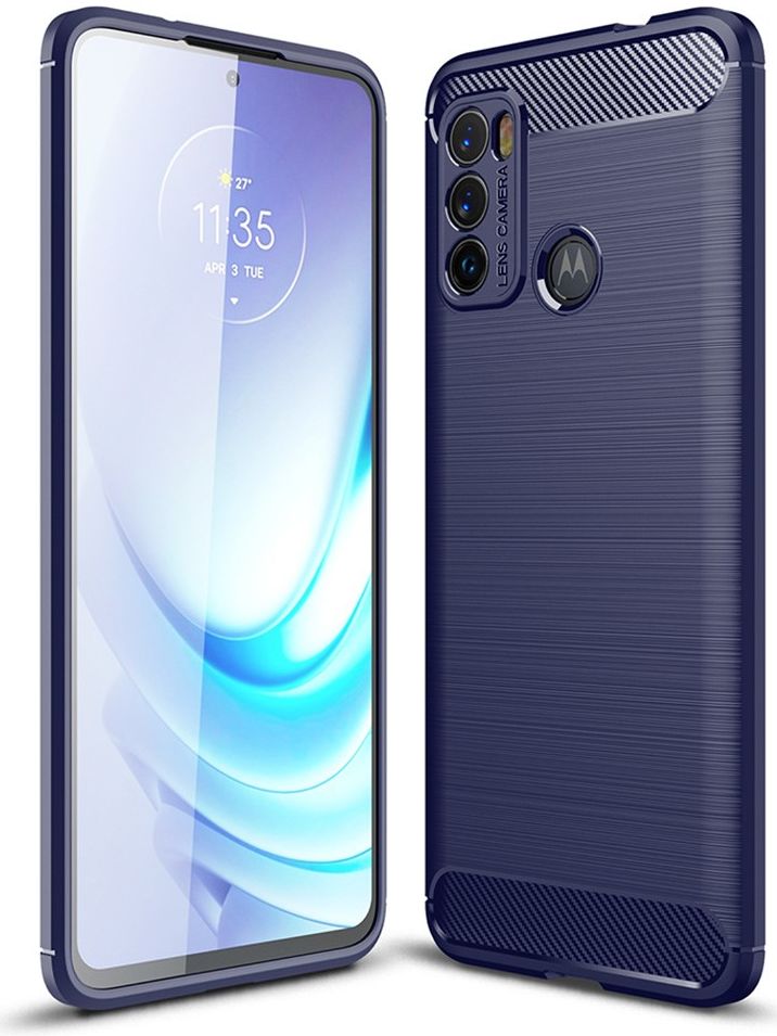 Motorola Moto G60 Hoesje Geborsteld TPU Flexibele Back Cover Blauw afbeelding 4