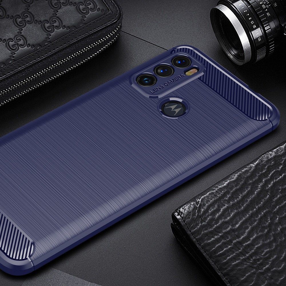 Motorola Moto G60 Hoesje Geborsteld TPU Flexibele Back Cover Blauw afbeelding 5