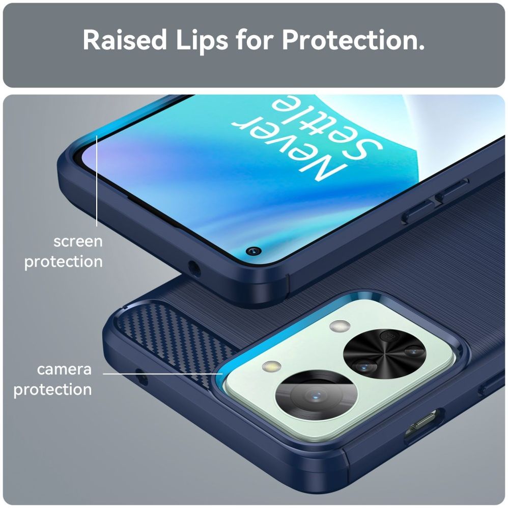 OnePlus Nord 2T Hoesje Geborsteld TPU Flexibele Back Cover Blauw afbeelding 6