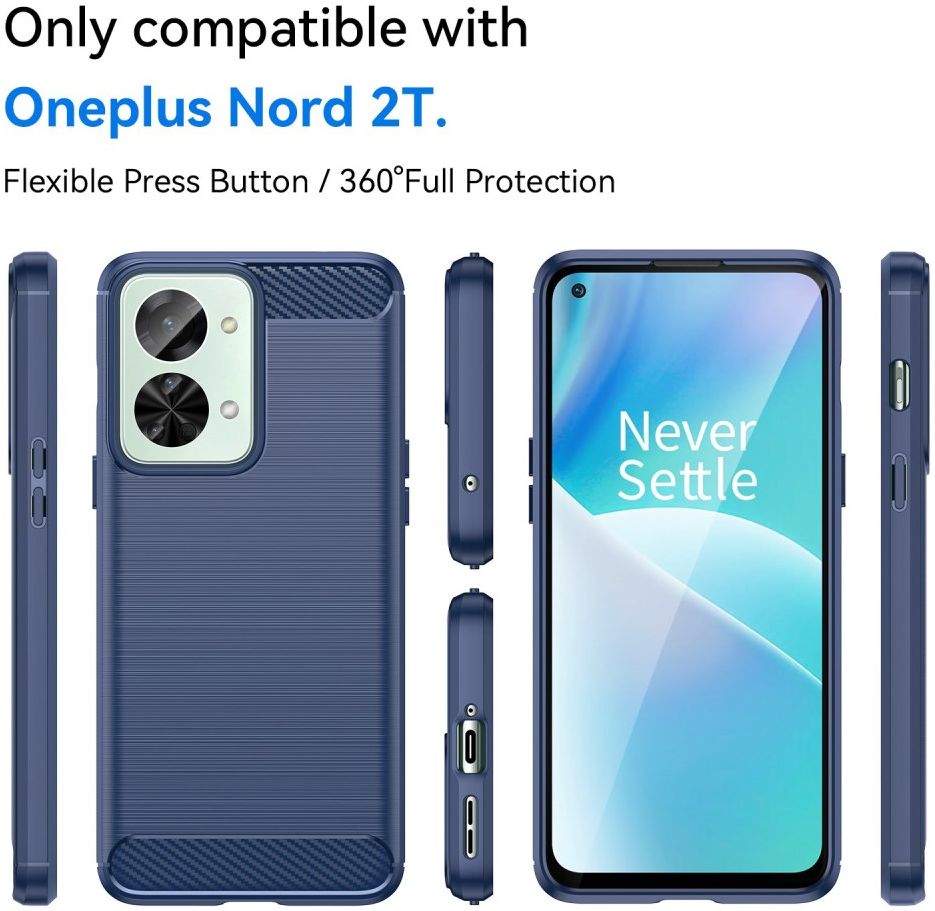 OnePlus Nord 2T Hoesje Geborsteld TPU Flexibele Back Cover Blauw afbeelding 9