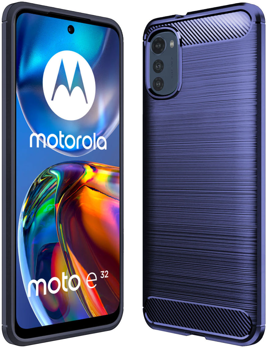Motorola Moto E32 Hoesje Geborsteld TPU Flexibele Back Cover Blauw afbeelding 1