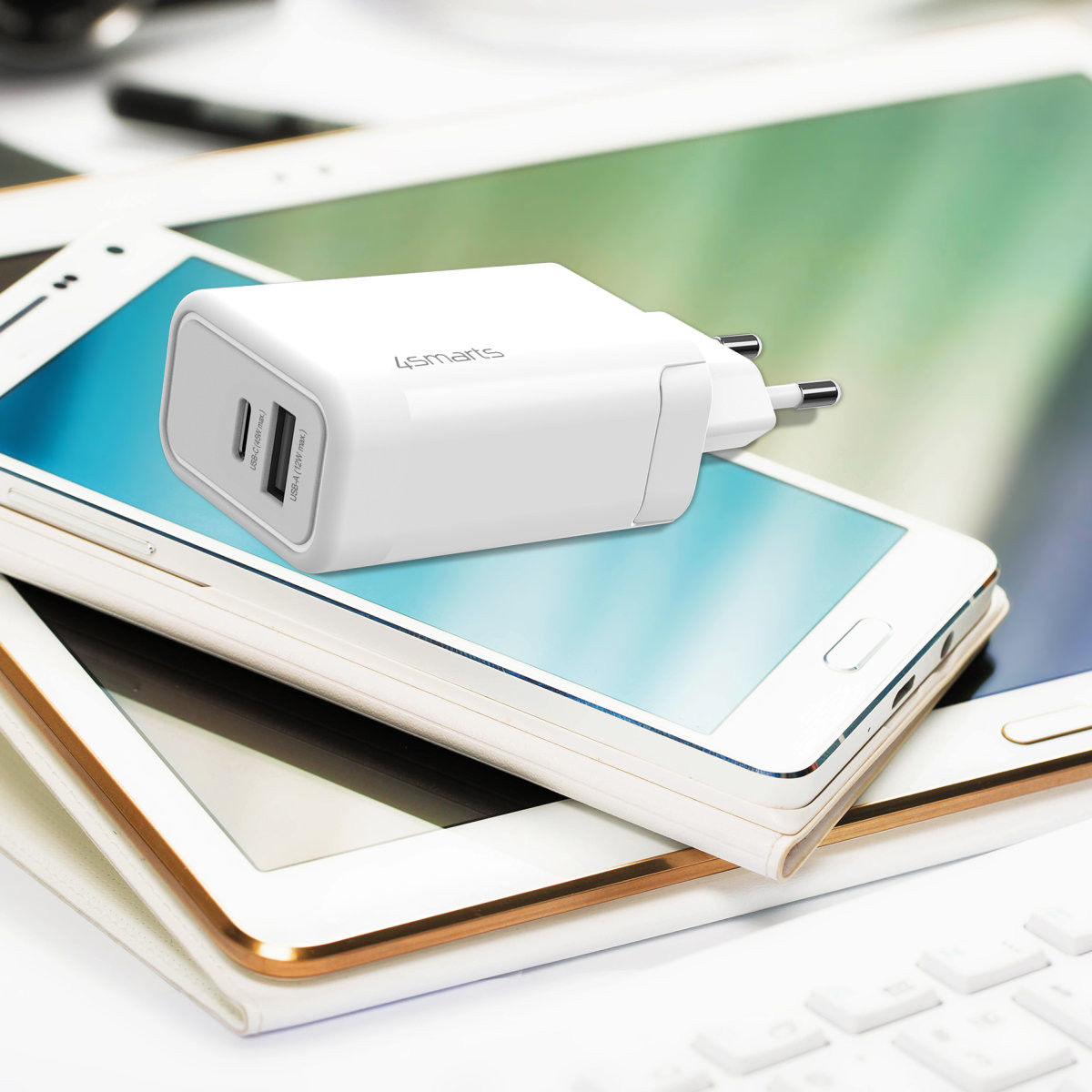 4smarts VoltPlug 45W GaN USB/USB-C Snellader met USB-C Kabel 1.8M Wit afbeelding 9