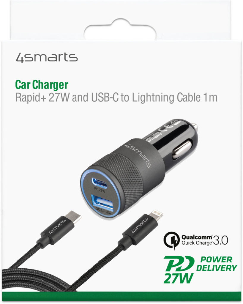 4smarts 27W Fast Charge Autolader met USB-C naar Lightning Kabel 1M afbeelding 6