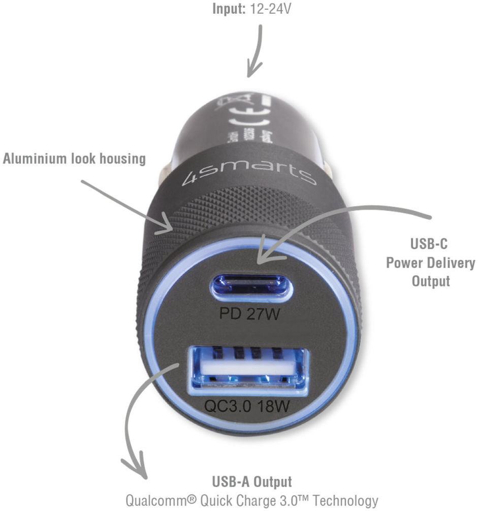 4smarts Rapid+ 27W Autolader met Power Delivery en Quick Charge 3.0 afbeelding 4