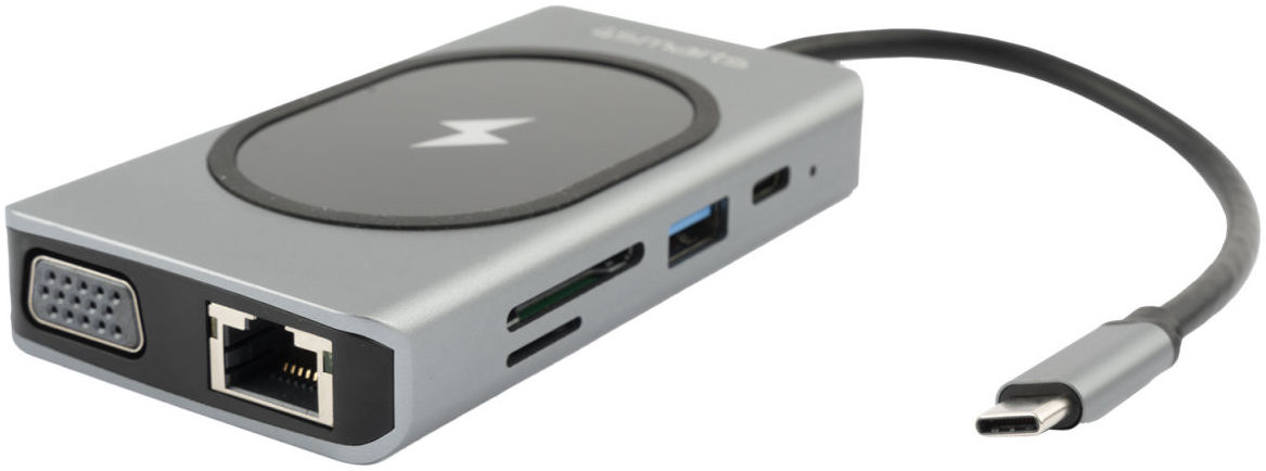 4smarts 9-in-1 USB-C Hub met Draadloze Oplader 15W Grijs afbeelding 2