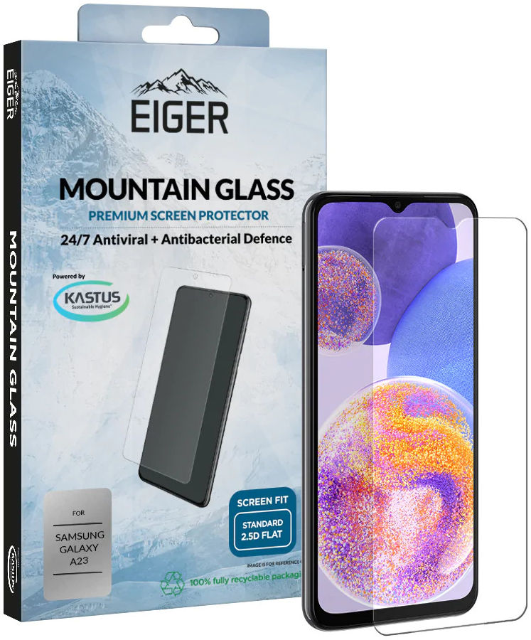 Eiger Samsung Galaxy A23 Tempered Glass Case Friendly Antibacterieel afbeelding 1