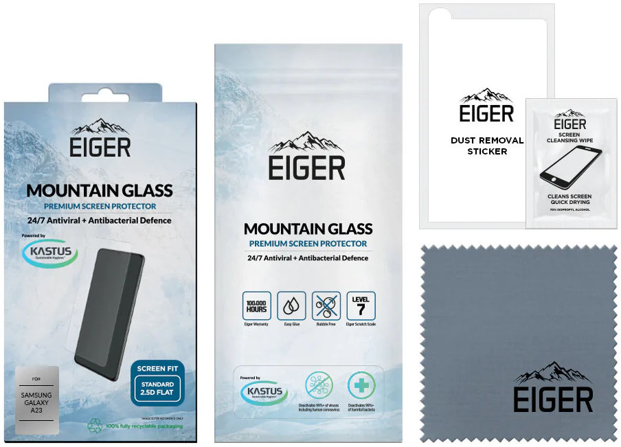 Eiger Samsung Galaxy A23 Tempered Glass Case Friendly Antibacterieel afbeelding 7