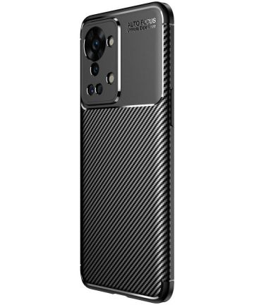 OnePlus Nord 2T Hoesje Siliconen Carbon TPU Back Cover Zwart Hoesjes