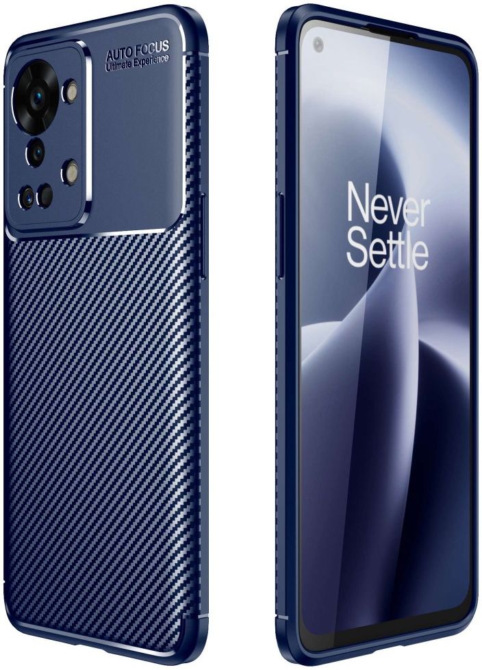 OnePlus Nord 2T Hoesje Siliconen Carbon TPU Back Cover Blauw afbeelding 4
