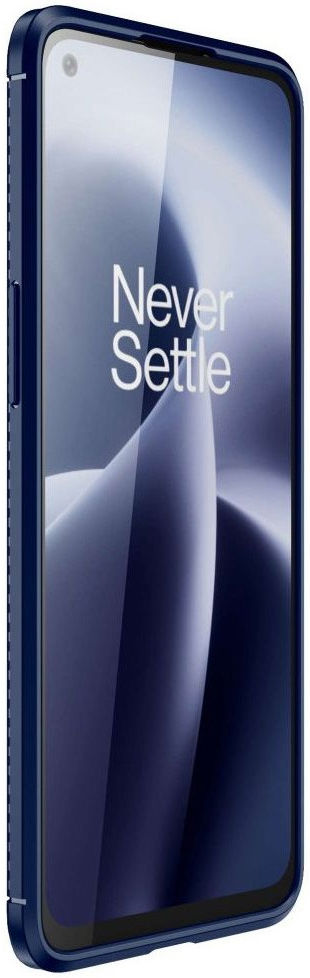OnePlus Nord 2T Hoesje Siliconen Carbon TPU Back Cover Blauw afbeelding 2