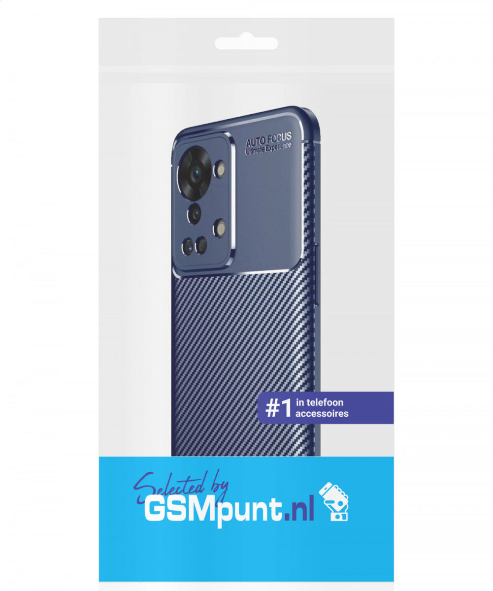 OnePlus Nord 2T Hoesje Siliconen Carbon TPU Back Cover Blauw afbeelding 8