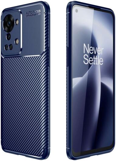 OnePlus Nord 2T Hoesje Siliconen Carbon TPU Back Cover Blauw afbeelding 4