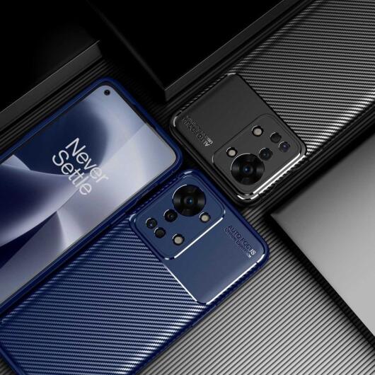 OnePlus Nord 2T Hoesje Siliconen Carbon TPU Back Cover Blauw afbeelding 6
