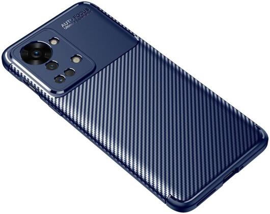 OnePlus Nord 2T Hoesje Siliconen Carbon TPU Back Cover Blauw afbeelding 5