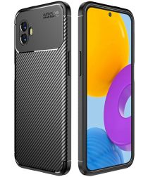 Samsung Galaxy Xcover 6 Pro Hoesje Siliconen Carbon TPU Cover Zwart