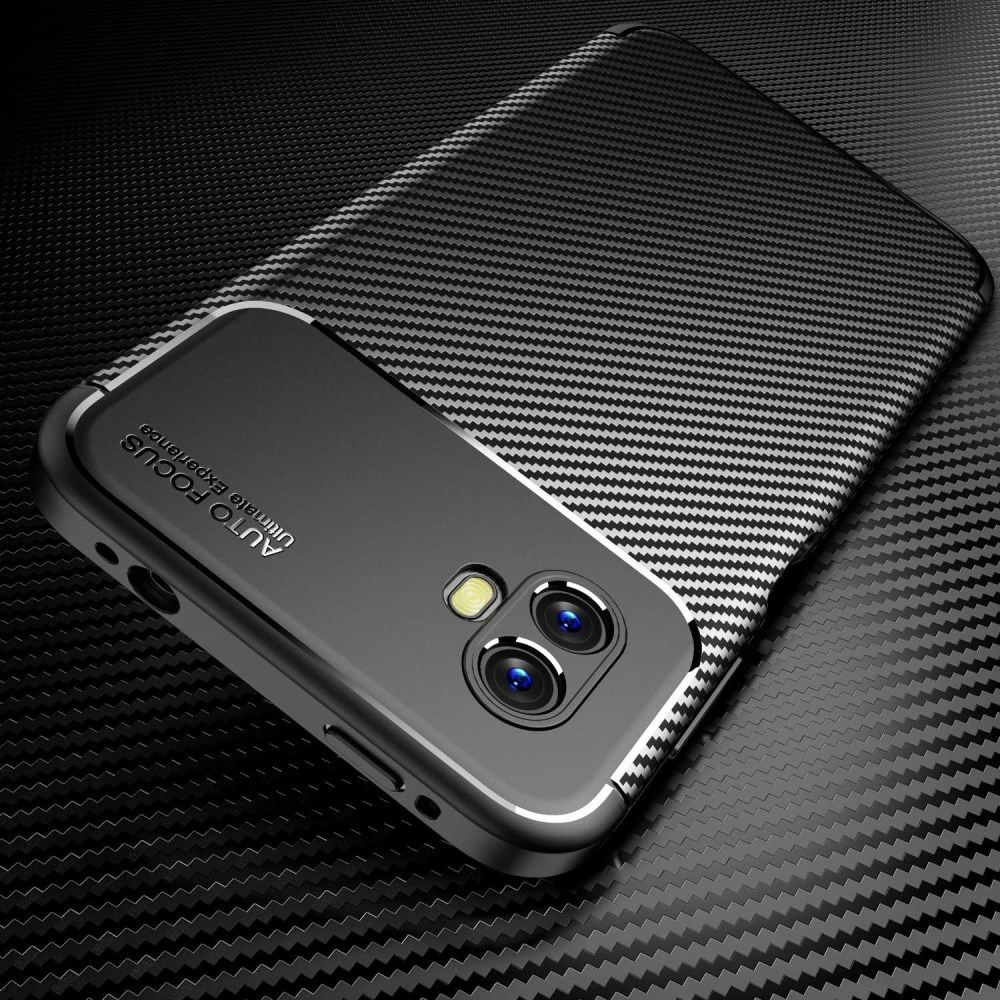 Samsung Galaxy Xcover 6 Pro Hoesje Siliconen Carbon TPU Cover Zwart afbeelding 4