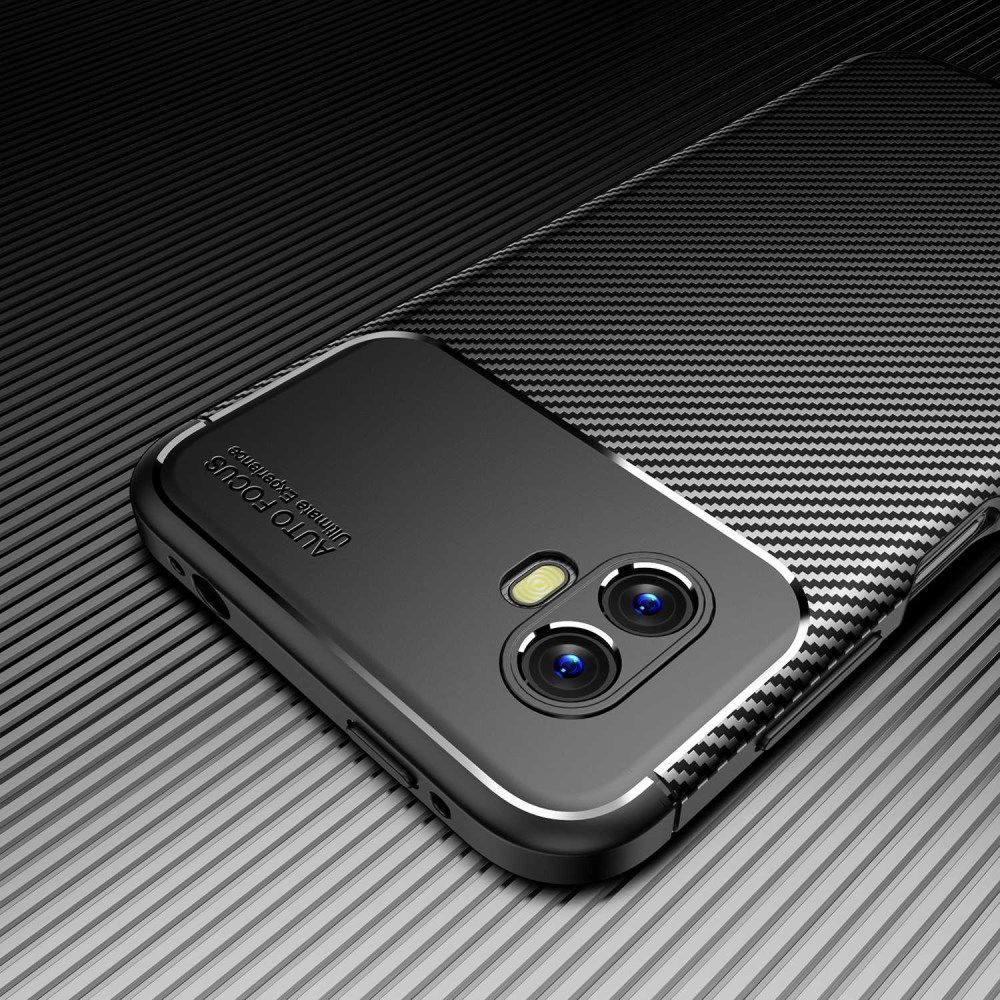 Samsung Galaxy Xcover 6 Pro Hoesje Siliconen Carbon TPU Cover Zwart afbeelding 9