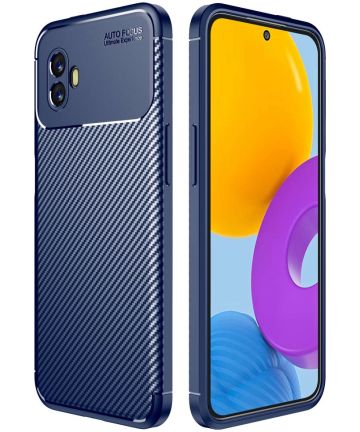 Samsung Galaxy Xcover 6 Pro Hoesje Siliconen Carbon TPU Cover Blauw Hoesjes