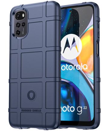 Motorola Moto E32 Hoesje Shock Proof Rugged Shield Back Cover Blauw Hoesjes