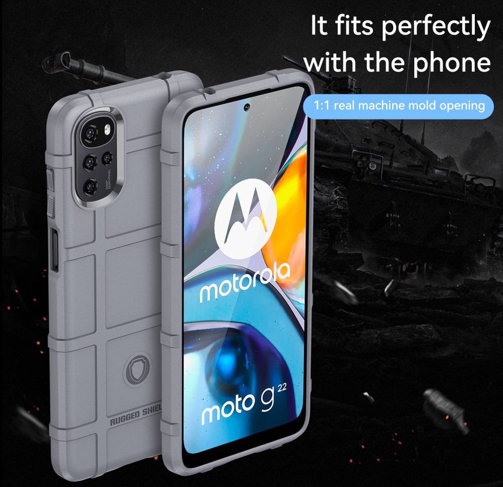 Motorola Moto E32 Hoesje Shock Proof Rugged Shield Back Cover Grijs afbeelding 6