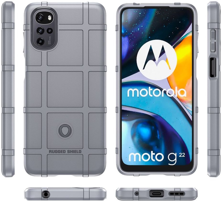 Motorola Moto E32 Hoesje Shock Proof Rugged Shield Back Cover Grijs afbeelding 9
