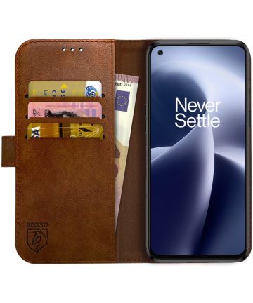 Rosso Element OnePlus Nord 2T Hoesje Book Cover Wallet Bruin Hoesjes