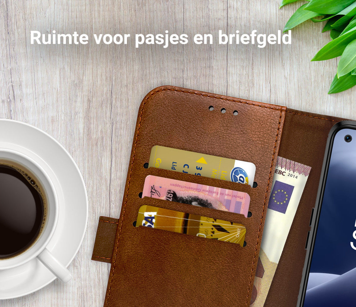 Rosso Element OnePlus Nord 2T Hoesje Book Cover Wallet Bruin afbeelding 3