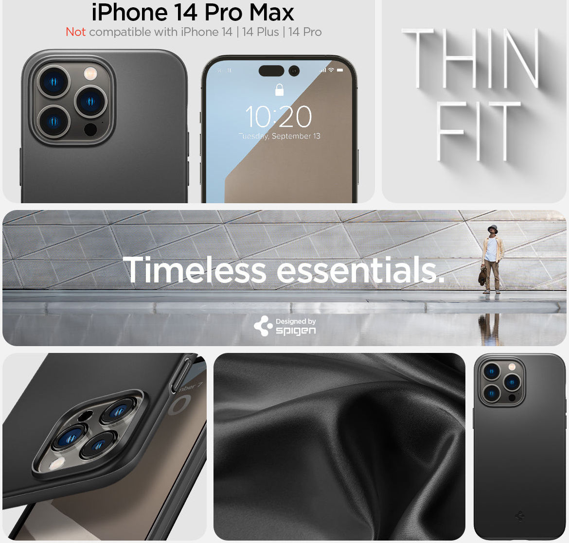 Spigen Thin Fit Apple iPhone 14 Pro Max Hoesje Back Cover Zwart afbeelding 10