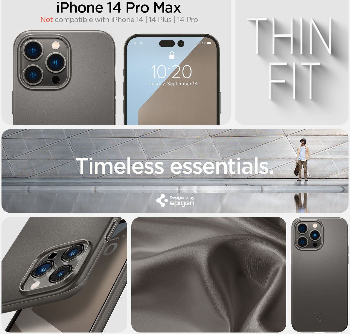Spigen Thin Fit Apple iPhone 14 Pro Max Hoesje Back Cover Gunmetal afbeelding 10