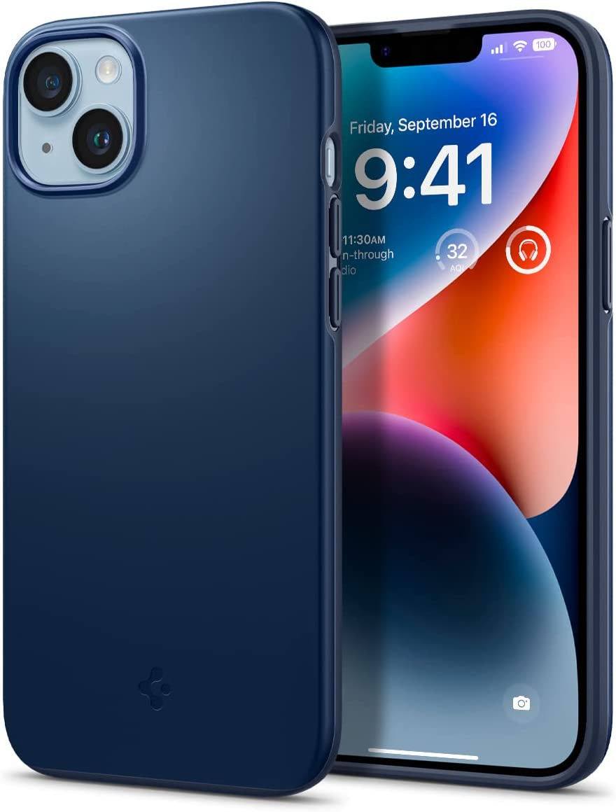 Spigen Thin Fit Apple iPhone 14 Hoesje Back Cover Blauw afbeelding 1
