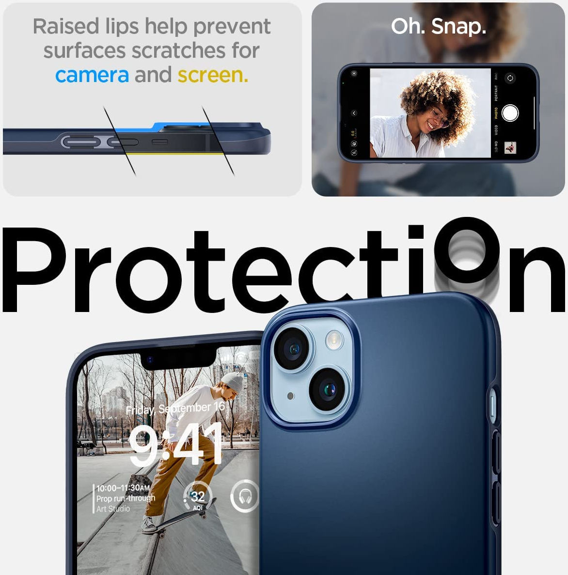 Spigen Thin Fit Apple iPhone 14 Hoesje Back Cover Blauw afbeelding 4