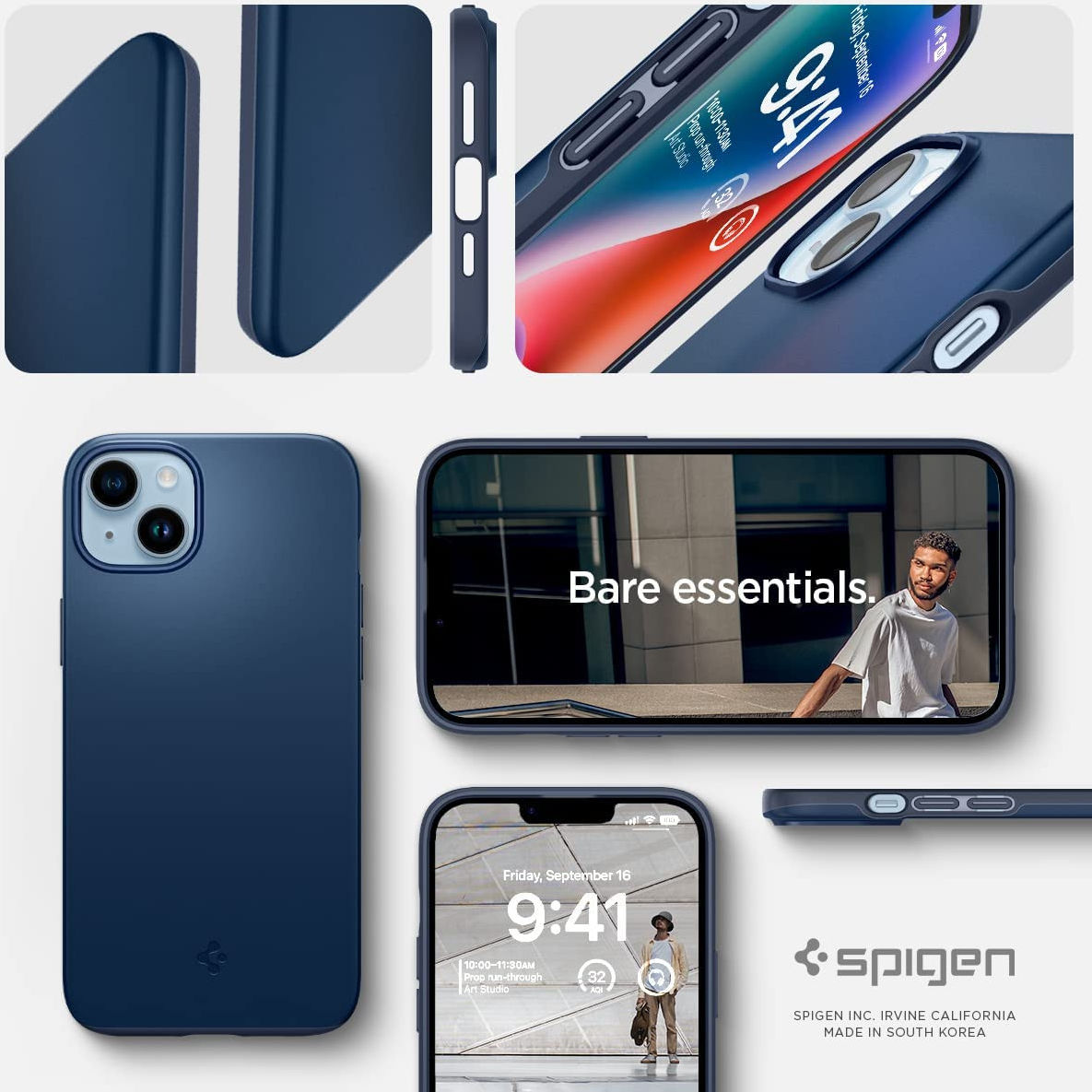 Spigen Thin Fit Apple iPhone 14 Hoesje Back Cover Blauw afbeelding 8