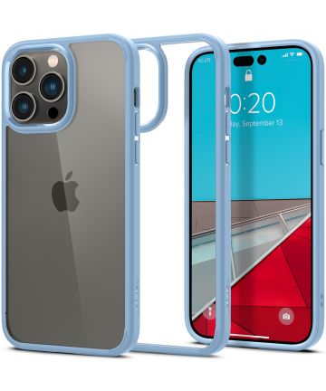 Spigen Crystal Hybrid Apple iPhone 14 Pro Hoesje Transparant Blauw Hoesjes