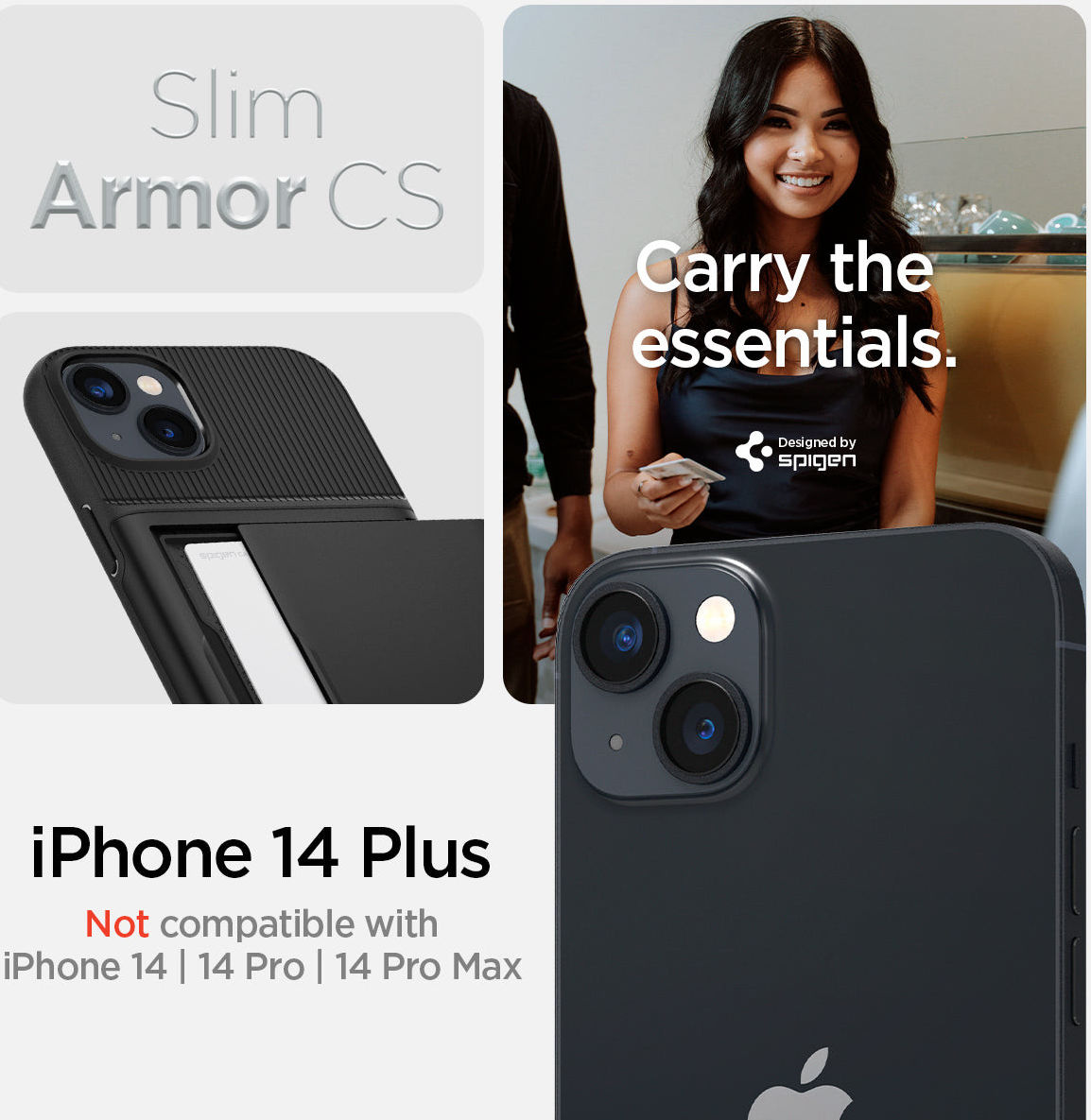 Spigen Slim Armor CS Apple iPhone 14 Plus Hoesje Back Cover Zwart afbeelding 6