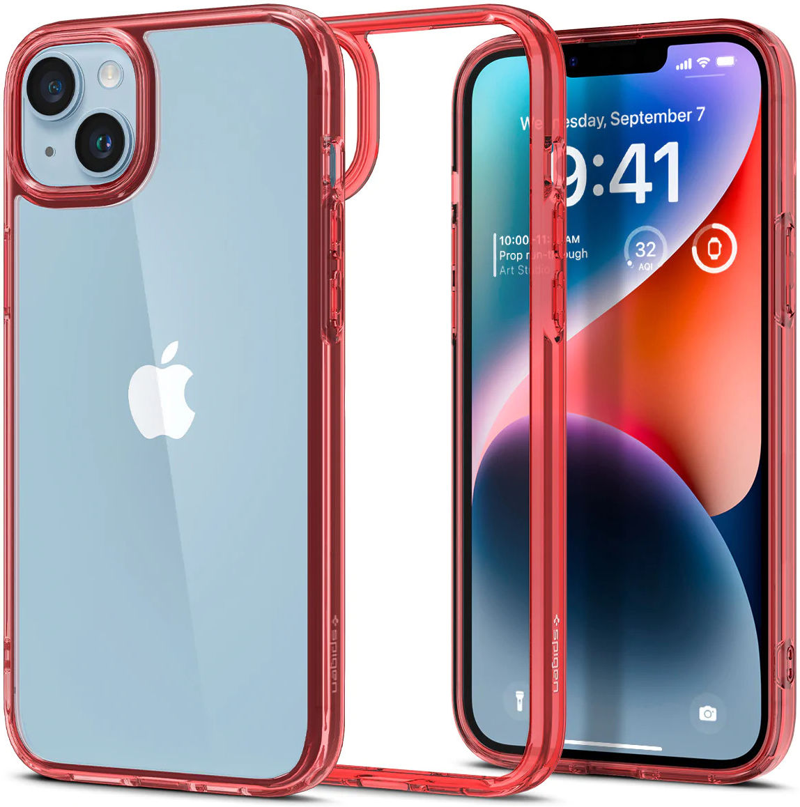 Spigen Ultra Hybrid Apple iPhone 14 Hoesje Back Cover Transparant Rood afbeelding 1