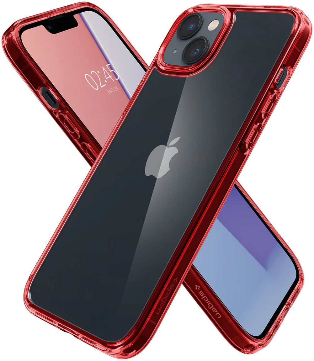 Spigen Ultra Hybrid Apple iPhone 14 Hoesje Back Cover Transparant Rood afbeelding 10