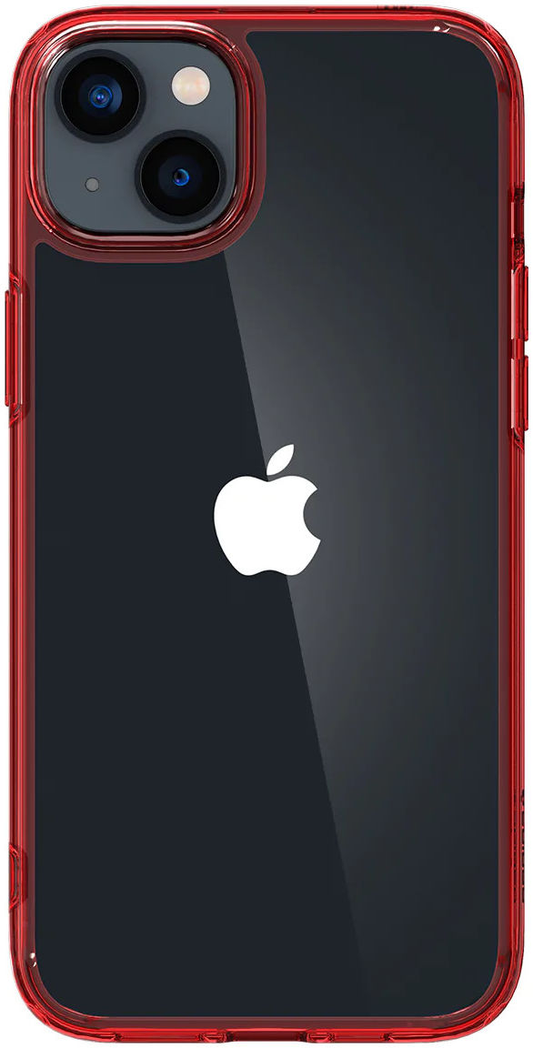 Spigen Ultra Hybrid Apple iPhone 14 Hoesje Back Cover Transparant Rood afbeelding 3