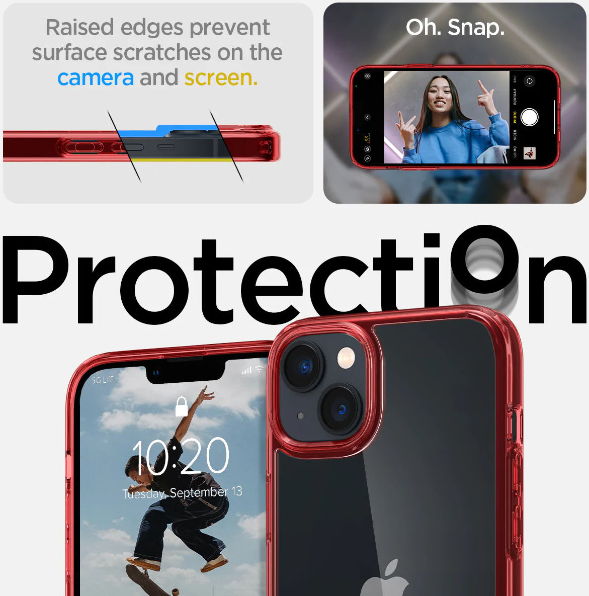 Spigen Ultra Hybrid Apple iPhone 14 Hoesje Back Cover Transparant Rood afbeelding 4