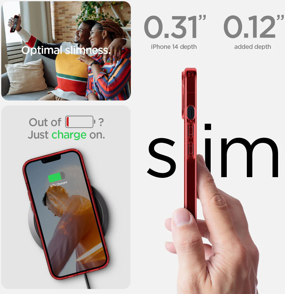 Spigen Ultra Hybrid Apple iPhone 14 Hoesje Back Cover Transparant Rood afbeelding 6