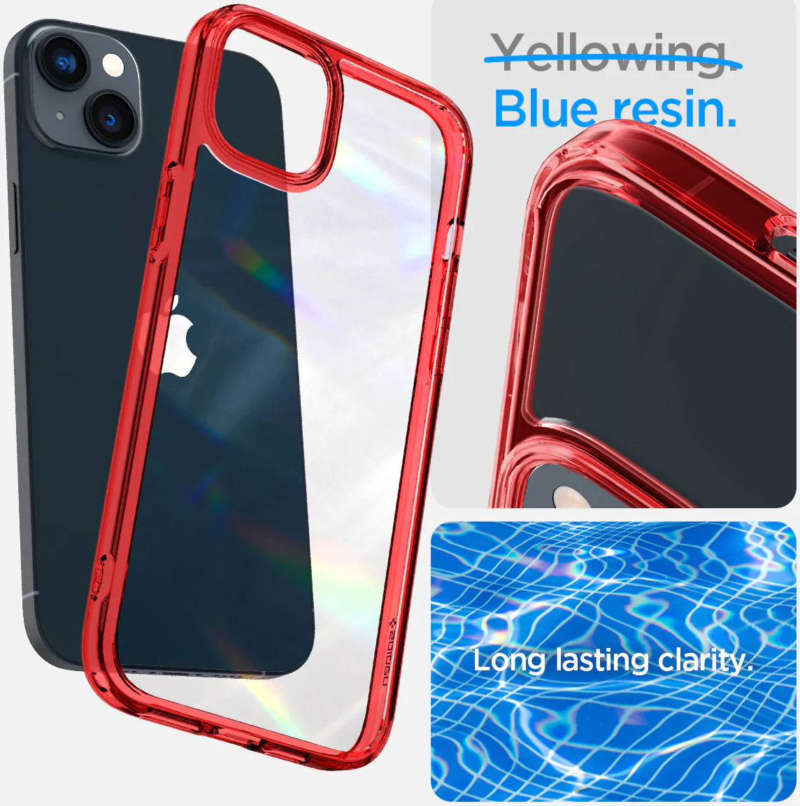Spigen Ultra Hybrid Apple iPhone 14 Hoesje Back Cover Transparant Rood afbeelding 8