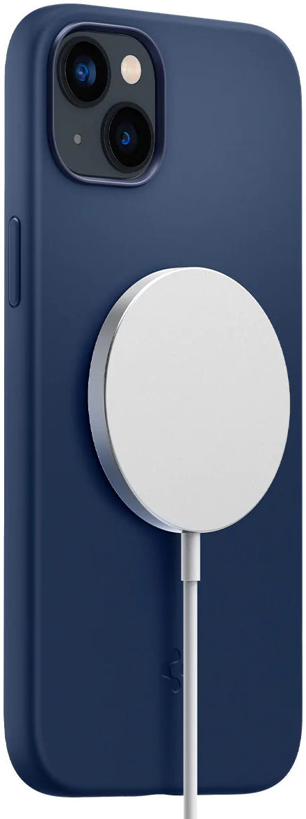 Spigen Silicone Fit Apple iPhone 14 Hoesje MagSafe Back Cover Blauw afbeelding 2