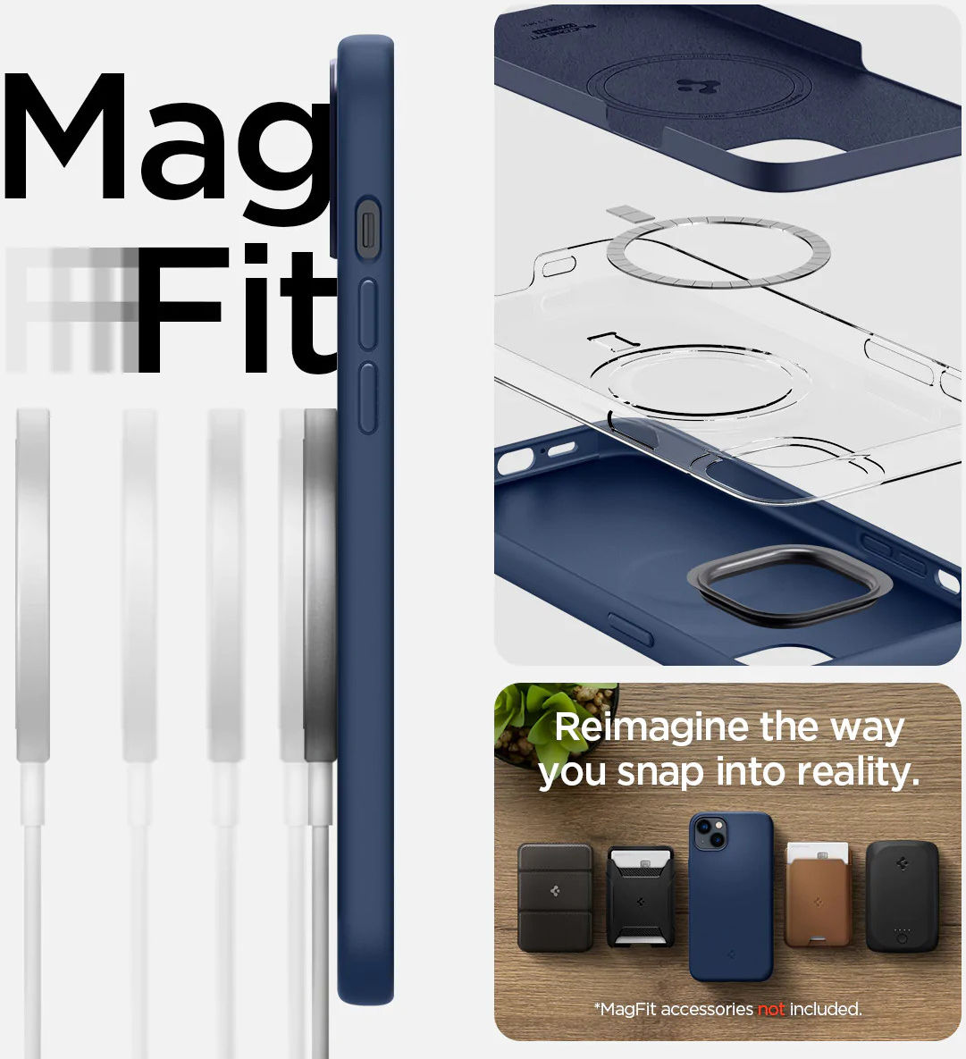 Spigen Silicone Fit Apple iPhone 14 Hoesje MagSafe Back Cover Blauw afbeelding 4