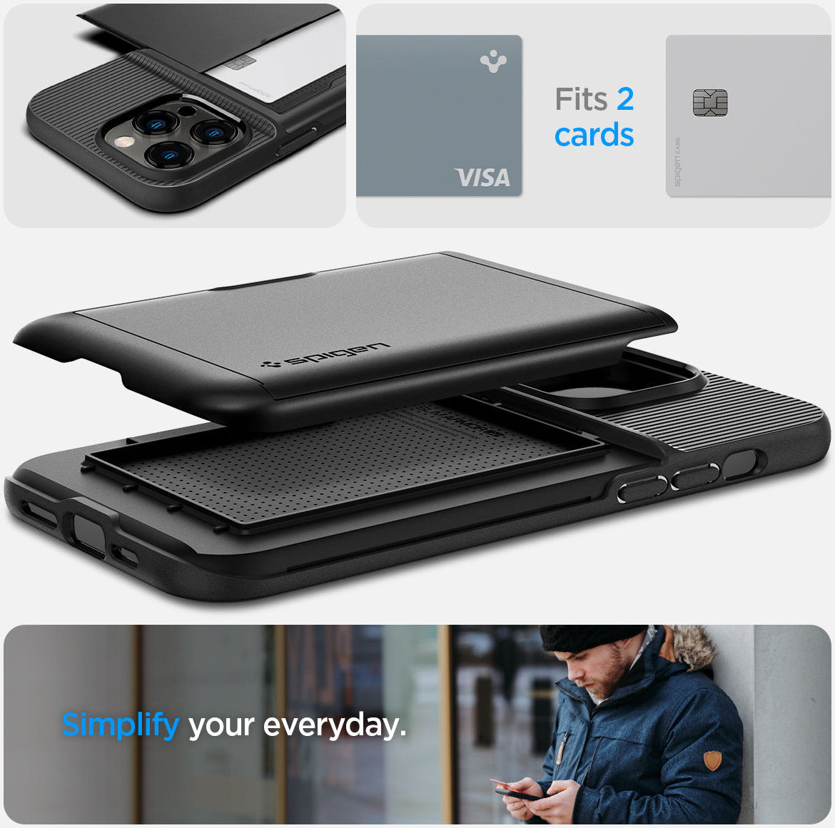 Spigen Slim Armor CS Apple iPhone 14 Pro Max Hoesje Zwart afbeelding 15