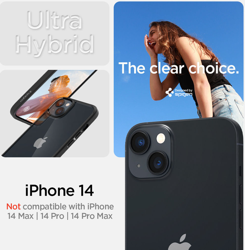 Spigen Crystal Hybrid Apple iPhone 14 Hoesje Back Cover Zwart afbeelding 9