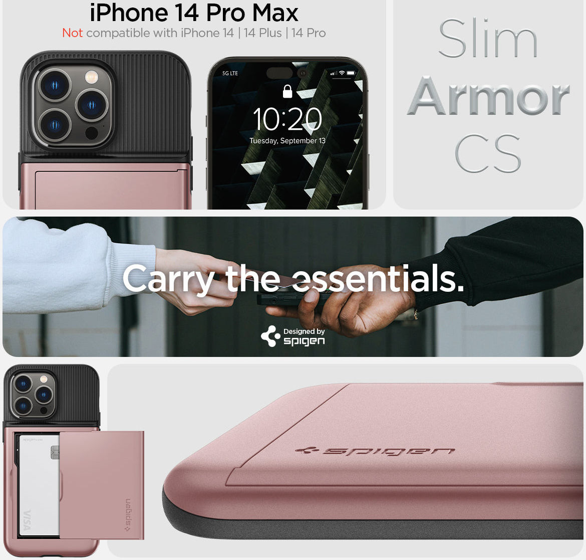 Spigen Slim Armor CS Apple iPhone 14 Pro Max Hoesje Roze Goud afbeelding 13