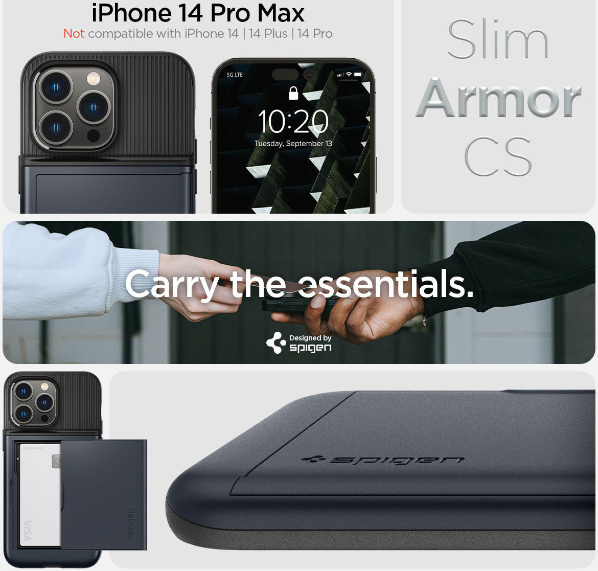 Spigen Slim Armor CS Apple iPhone 14 Pro Max Hoesje Metal Slate afbeelding 13