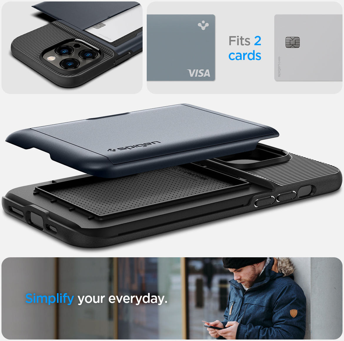 Spigen Slim Armor CS Apple iPhone 14 Pro Max Hoesje Metal Slate afbeelding 14