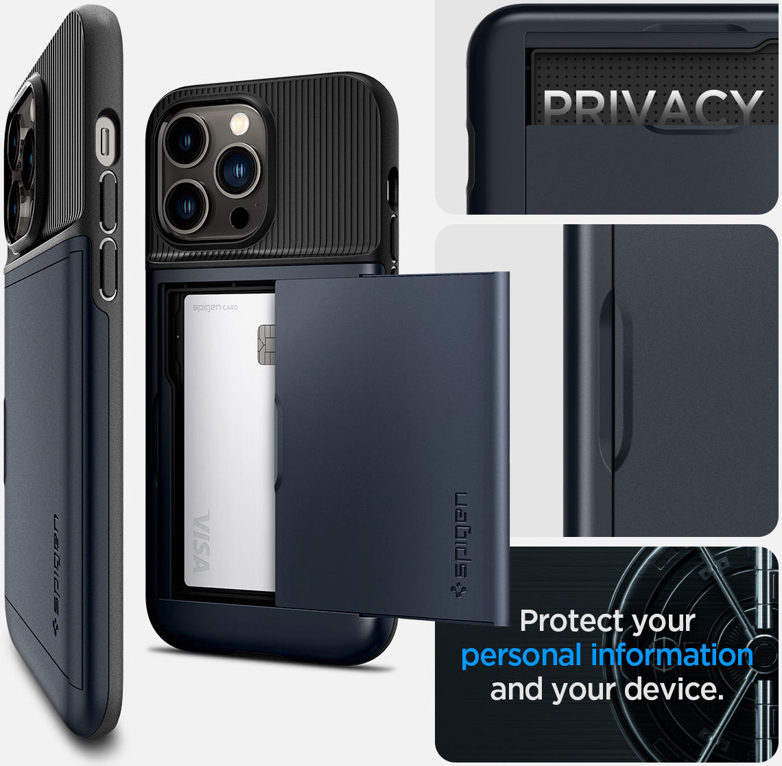 Spigen Slim Armor CS Apple iPhone 14 Pro Max Hoesje Metal Slate afbeelding 15