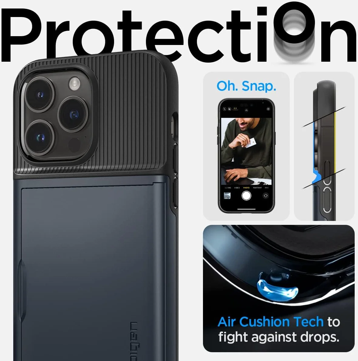 Spigen Slim Armor CS Apple iPhone 14 Pro Hoesje Back Cover Metal Slate afbeelding 5