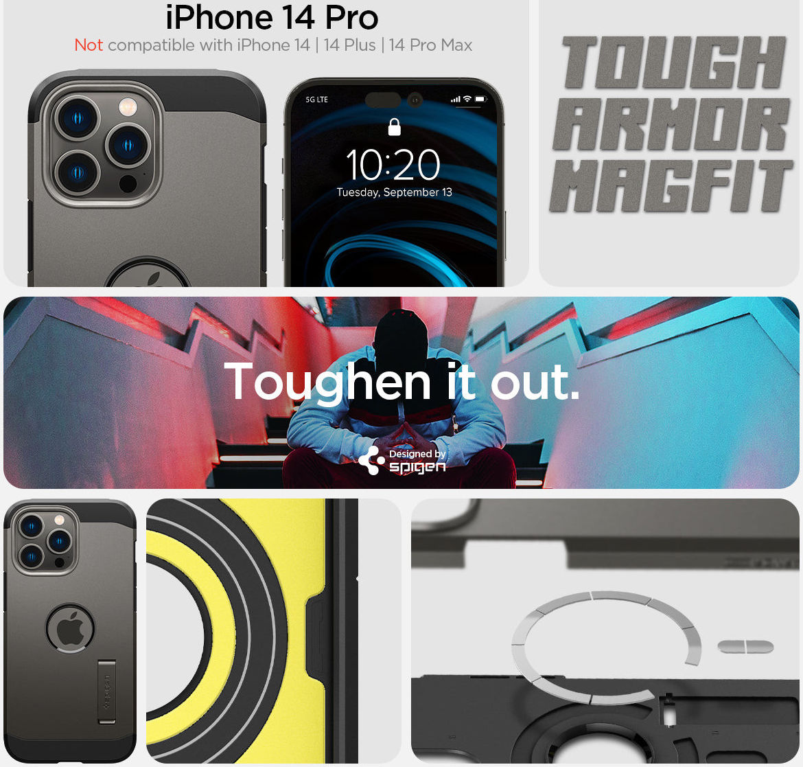 Spigen Tough Armor MagSafe Apple iPhone 14 Pro Hoesje Gunmetal afbeelding 10